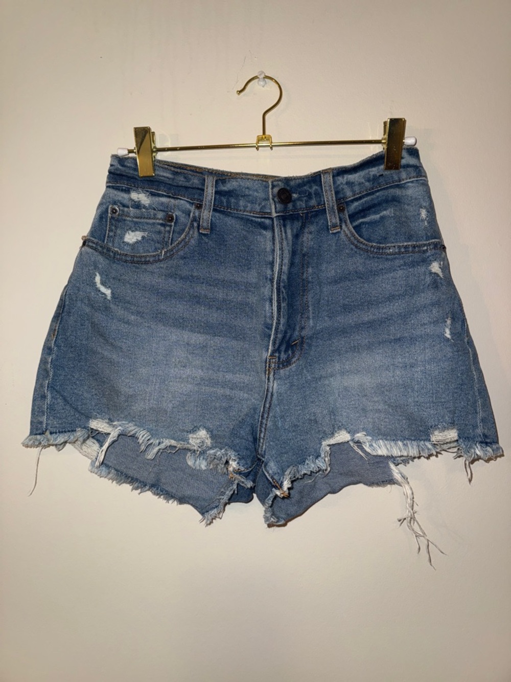Abercrombie & Fitch‎ Cutoff High Rise Denim Jean Shorts distressed size 25 (0)